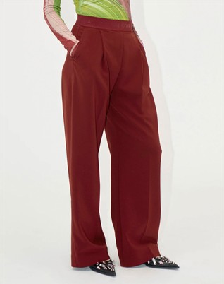 Wide Leg Long Bukser - Bordeaux